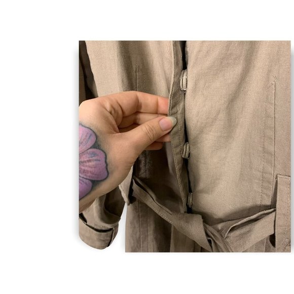 Zara Woman Khaki Linen Waist Tie Blazer Small - Picture 9 of 10